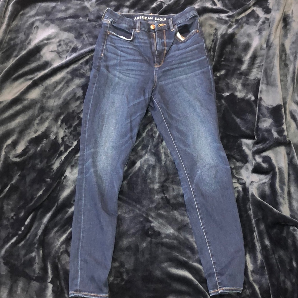 Dark blue high rise jeans